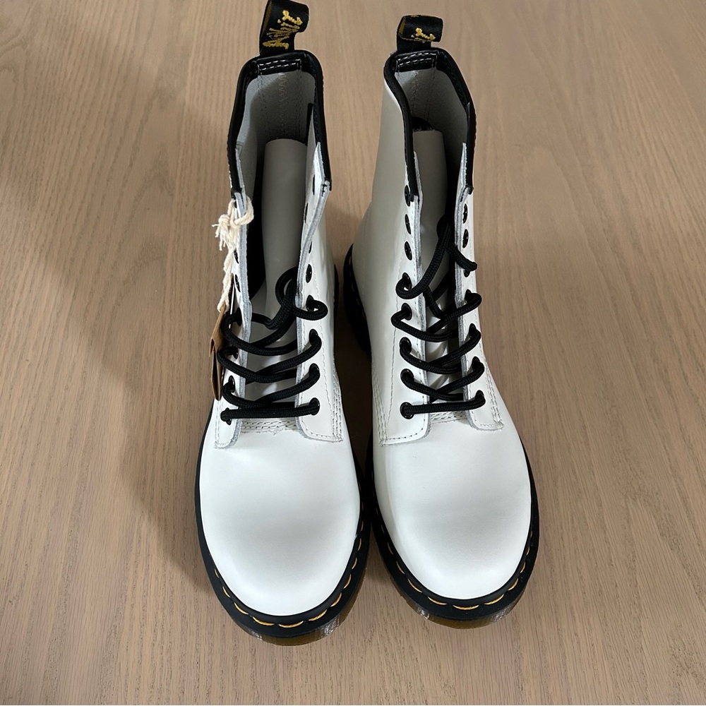 Dr. Martens White and Black Combat Boots